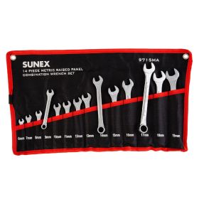 Sunex 14 Pc. Metric Raised Panel Combination Wrench Set 9715A