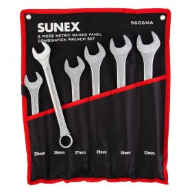 Sunex 6 Pc. Metric Raised Panel Combination Wrench Set 9606MA