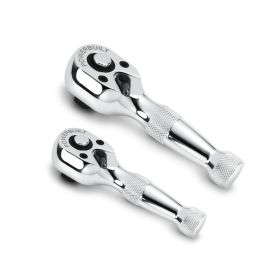 Powerbuilt 2 Piece 1/4 In. and 3/8 In. Drive 72 Tooth Stubby Ratchet Set 640927