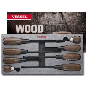 Vessel Tools WOOD-COMPO Non-Slip Tang-Thru Screwdriver 8 Piece Set 3308EVA