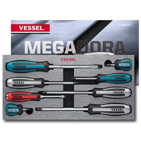 Vessel Tools MEGADORA IMPACTA  Assorted Screwdriver 8 Piece Set 980MIXEVA