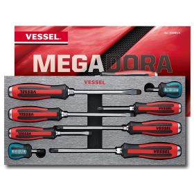 Vessel Tools MEGADORA Tang-Thru Screwdriver 8 Piece Set 9308EVA