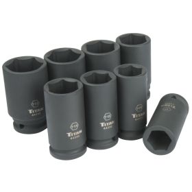 Titan Tools 8 pc. 3/4 in. Drive SAE Deep Impact Socket Set 44300