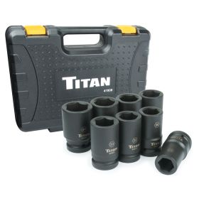 Titan Tools 8 pc. 1 in. Drive Metric Deep Impact Socket Set 41908
