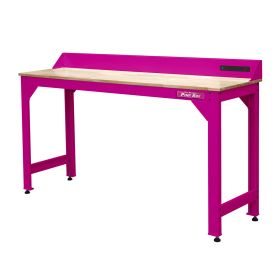 The Original Pink Box 72 in. Steel Worktable Frame Pink With Butcher Block Work Top PB72WTF_BB