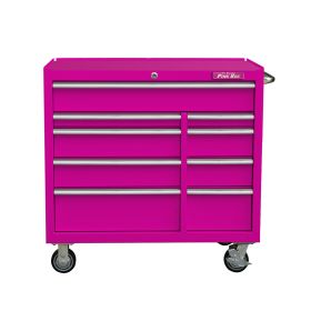 The Original Pink Box 41 in. 9-Drawer 18G Steel Rolling Cabinet Pink PB412409R