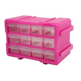 The Original Pink Box 12-Drawer Small Parts Bin Pink PB12PBS