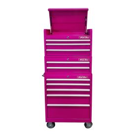 The Original Pink Box 26 in. 3 Piece 10-Drawer Rolling Cabinet Bundle Pink PBC2610R