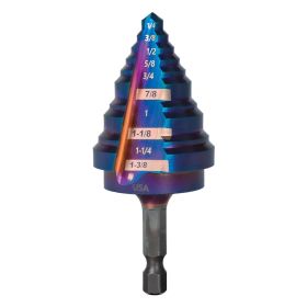 Spyder Products  10 Step Bit Mach-Blue Hex Shank 1/4 in. - 1-3/8 in.   19024