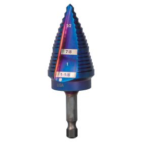 Spyder Products  16 Step Bit Mach-Blue Hex Shank 3/16 in. - 1-1/8 in.   19023