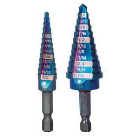 Spyder Products  2 Piece Step Bit Set Mach-Blue Hex Shank 1/8 in.-1/2 in. & 3/16 in.-7/8 in. 19025