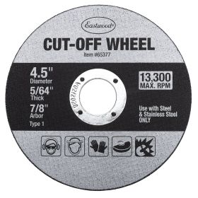 Eastwood 4.5 Inch x 5/64 Inch Cut Off Wheel - 7/8 Arbor - 5 Pack