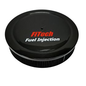 FiTech Carbon Fiber Gloss Top 3 Inch Tall Air Filter Assembly With Hardware