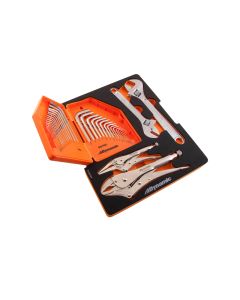 Dynamic Tools 6 Piece Hex Key, Locking Pliers and Adjustable Wrench Set with Foam Tool Organizer D10