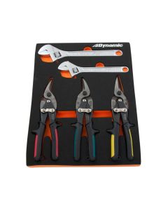Dynamic Tools 6 Piece Aviation Snip & Adjustable Wrench Set With Foam Tool Organizer D096001-FT8T