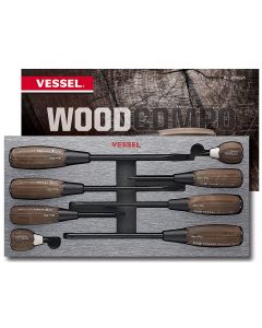 Vessel Tools WOOD-COMPO Non-Slip Tang-Thru Screwdriver 8 Piece Set 3308EVA