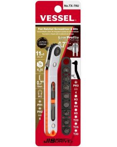 Vessel Low-Profile Flat Plate Ratchet Screwdriver Set TX79U