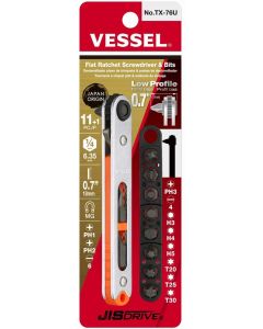 Vessel Low-Profile Flat Plate Ratchet Screwdriver Set TX76U