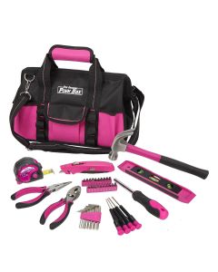 The Original Pink Box 40 Piece Household Tool Set with Canvas Bag Pink PB40TBK