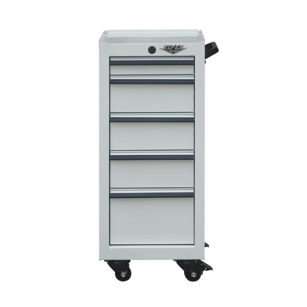 Viper Tool Storage 16-Inch 5-Drawer Rolling Tool Salon Cart, White