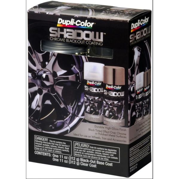 Dupli-Color Shadow Chrome Blackout Coating Shadow Chrome Black-Out Kit  (Black/Clear) Aerosol Kit