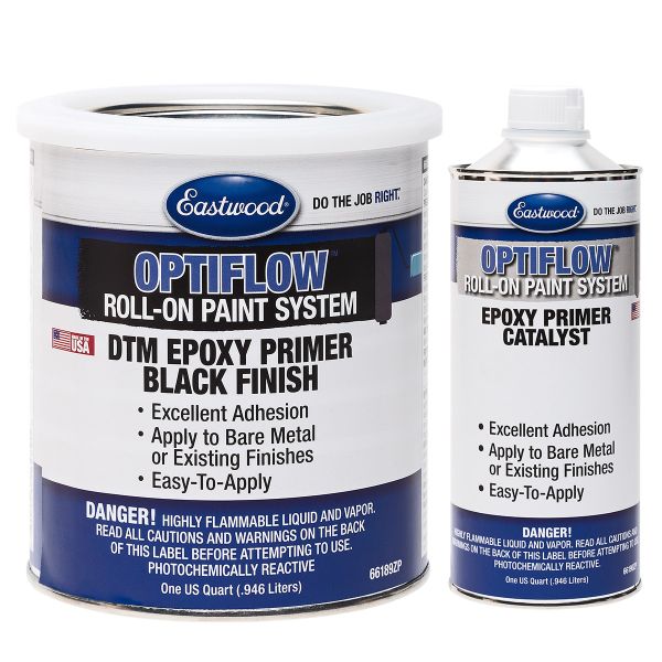 Eastwood OptiFlow Epoxy Primer Quart and Catalyst Kit Automotive Roll On Paint Black