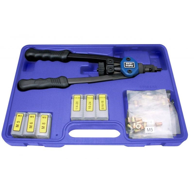 Astro Pneumatic - 13 Inch Hand Rivet Nut Kit w/ Rivet Nut Assort
