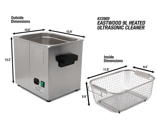 Eastwood 9L Heated Ultrasonic Cleaner with Degas