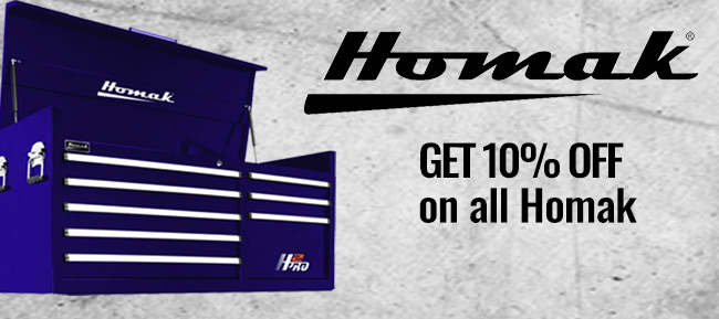 Save 10 percent on Homak Automotive Tools and Storage Solutions at Eastwood