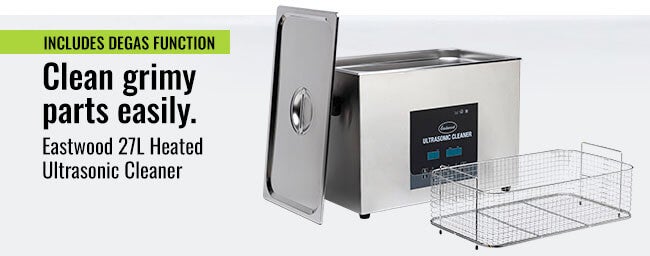 Includes Degas Function. Clean grimy parts easily. Eastwood 27L Heated Ultrasonic Cleaner.