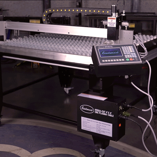 Eastwood Elite 4 x 4 CNC Plasma Table cutting through metal.